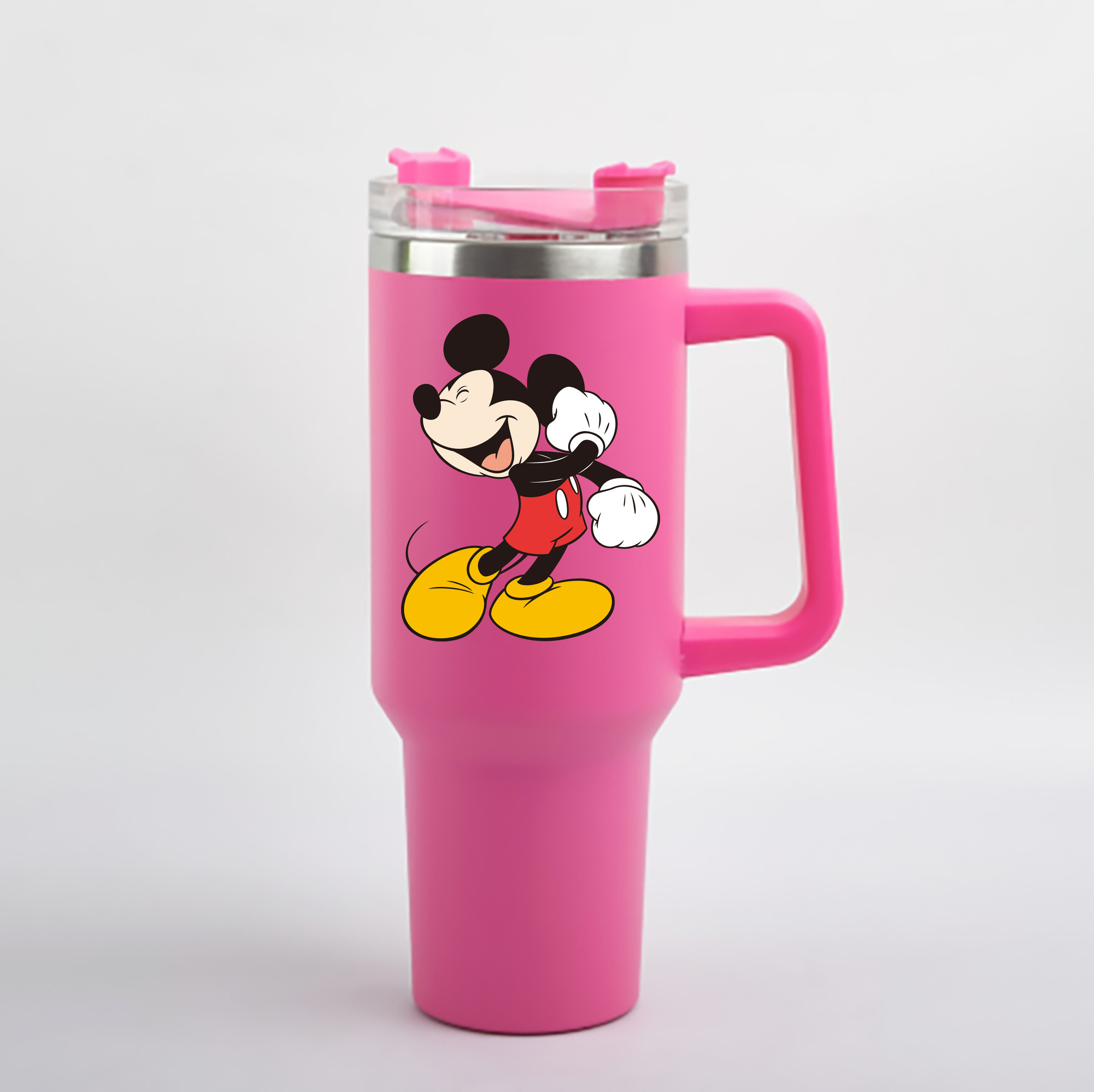 （画像用） ミッキーマウス Mickey Mouse 1200mL車用タンブラー - クリスタルステッカー（プラスチックストロー付き）